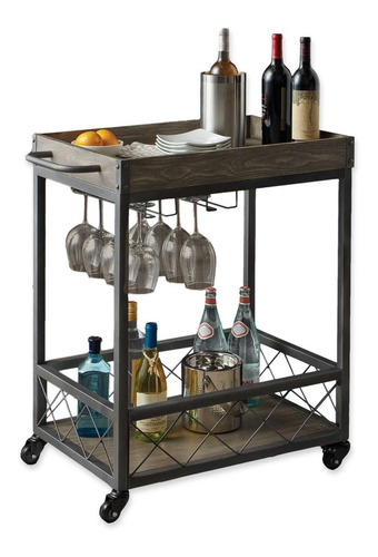 Carrito Bar Moderno Madera/metal Gris