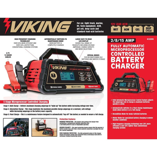 2/8/15 Amp Cargador De Baterías Automotrices Automático, Hft - Imagen 2